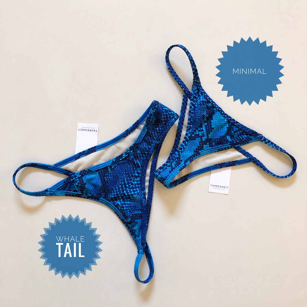 Blue Python Bikini Bottom - Blue Snake - Fahrenheit Swimwear