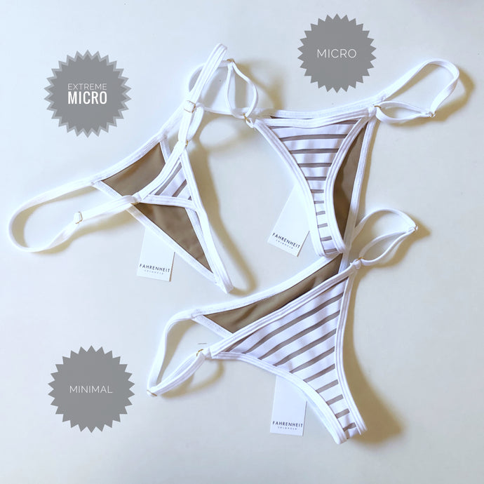 White Stripes Bikini Bottom - Fahrenheit Swimwear