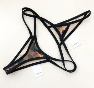 Extreme Micro Camo Bikini Bottom - Thong G String Camouflage Bikini Bottom  - Fahrenheit Swimwear