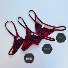 Load image into Gallery viewer, Red Snakeskin String Bottom