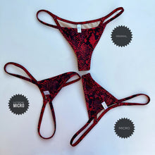 Load image into Gallery viewer, Red Snakeskin Bikini Bottom - Red Python String Bikini - Fahrenheit Swimwear