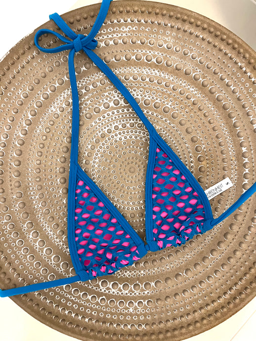 Turquoise FIsh Net Pink Extreme Micro Bikini Top - Fahrenheit Swimwear