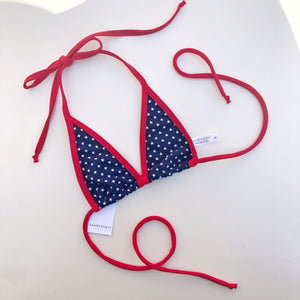 Red, White and Blue Extreme Micro Bikini Top - American Flag Triangle Bikini Top - Fahrenheit Swimwear