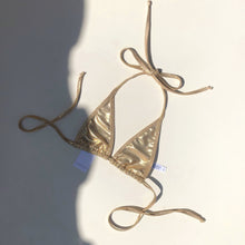Load image into Gallery viewer, Gold Foil Metallic Extreme Micro Bikini Top - Fahrenheit Swimwear