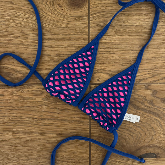 Royal Blue FIsh Net Top with Pink Bikini Top Extreme Micro - Fahrenheit Swimwear