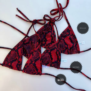 Red Snake Python Bikini Top - Red and Black Animal Print - Fahrenheit Swimwear